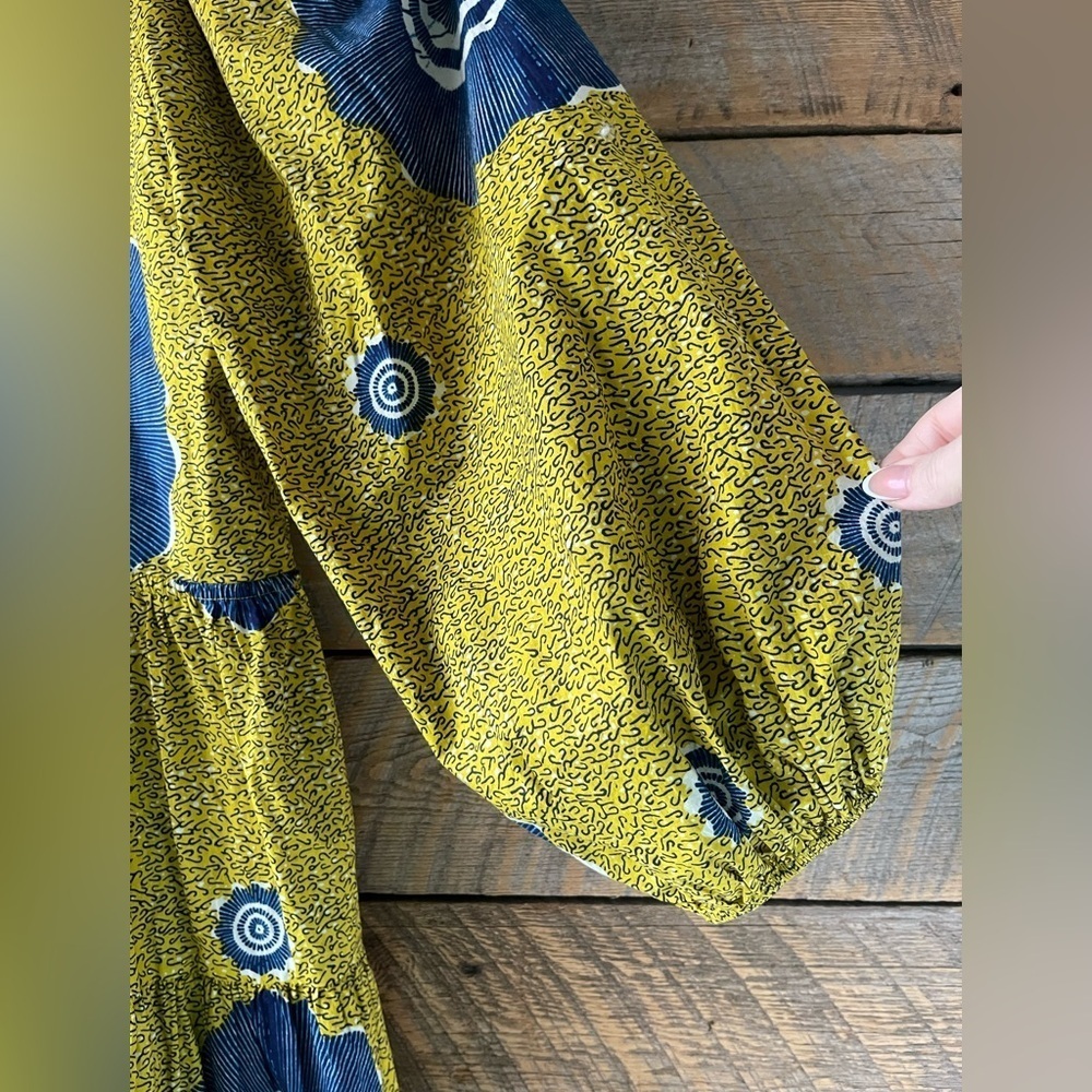 Ulla Johnson Sz 2 Emelyn 100% Cotton Dress Puff Sleeve Bold Print Wedding Event - Picture 6 of 16